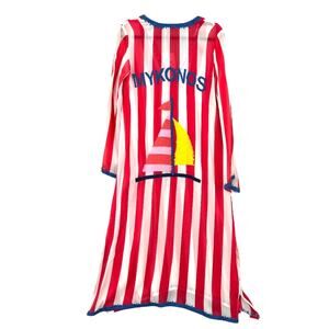 ME369 Women's Size Small Claire Deep V Neck Dress Mykonos Striped Red Blue NWT